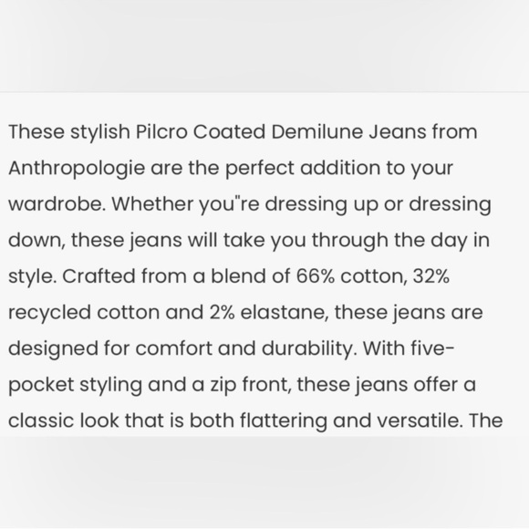 Anthropologie Pilcro Waxed Denim Straight Leg Jeans - Picture 4 of 7